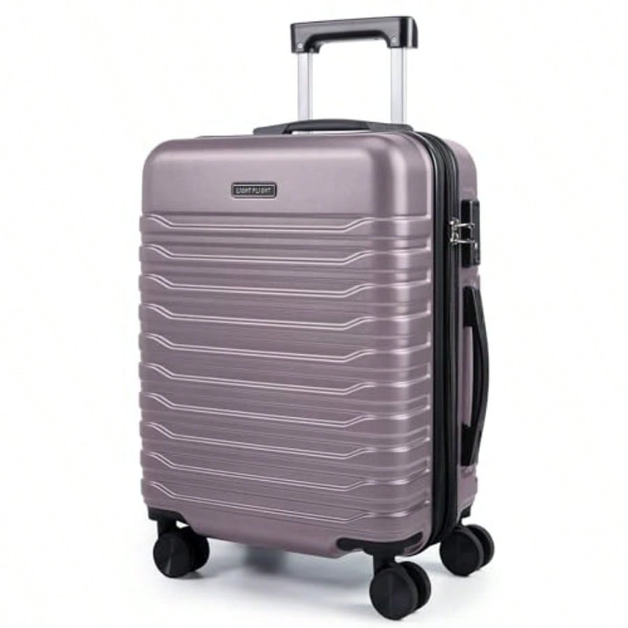 Spinner Wheel Rolling Suitcase 20 Inch - 拡張可能な機内持ち込み荷物 22x14x9 インチ、ダブルスピナーホイール付き、20インチ軽量ハードシェルローリングスーツケース、TSAロック付き、ローズパープル