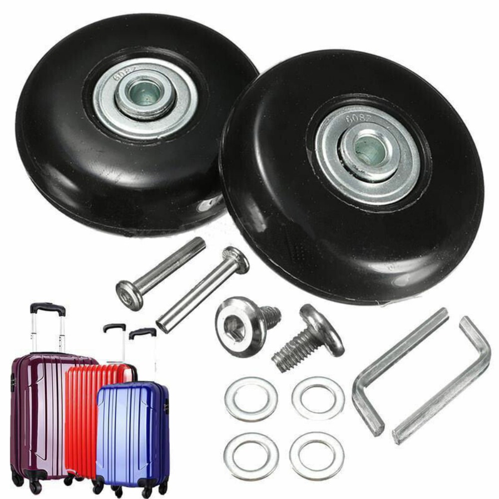 Silent Replacement Luggage Wheels - 2 個交換ホイールネジ付き旅行荷物スーツケースホイール車軸修理キット 40/45/50/60 ミリメートルサイレントキャスターホイール修理