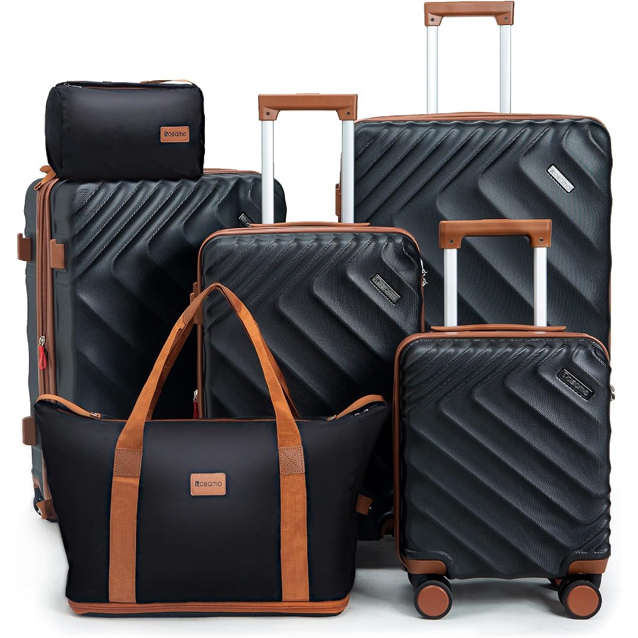 Expandable Hard Shell Luggage Set - 6点セットのハードシェル拡張式スーツケース、航空会社の機内持ち込み規定に準拠