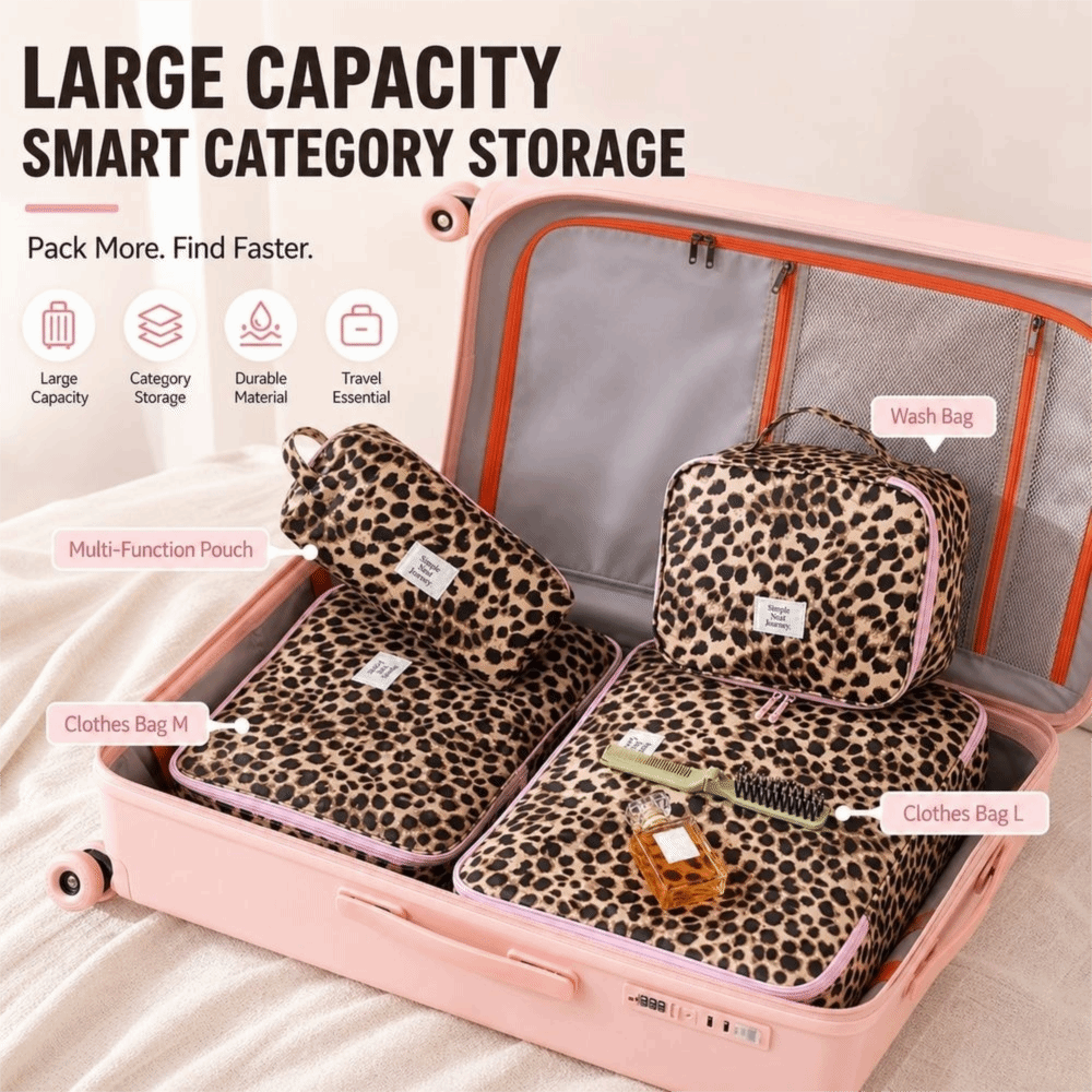 Cosmetic Bags - 防水加工のレオパード柄メイクアップバッグ。持ち運びやすく、軽量。レオパード柄の旅行用コスメオーガナイザー。大容量で、洗面用具も収納可能。