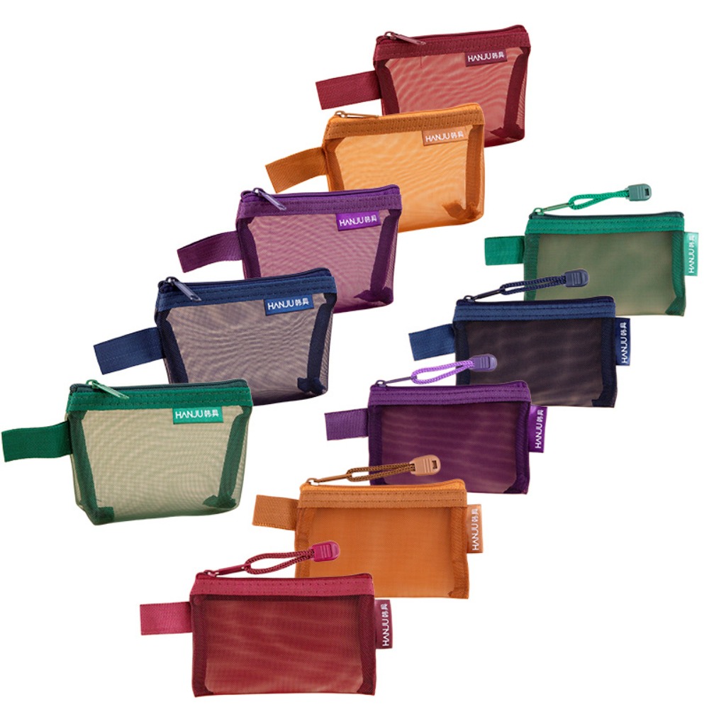 Wallets - 携帯用メッシュ素材のトラベルグリッドバッグ、ミニナイロンメッシュ、三角メッシュ、コスメティックバッグ。