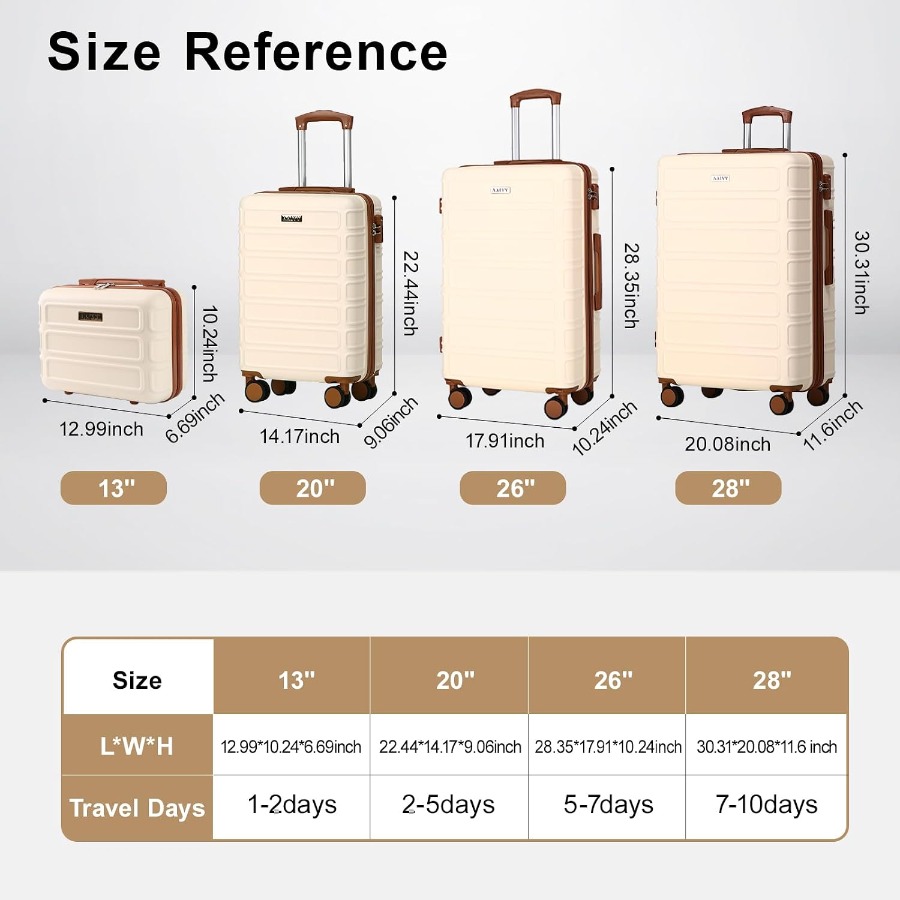 4点セットの拡張可能なABS製旅行用スーツケースセット。TS - Expandable Hard Shell Luggage Set のレビューと価格