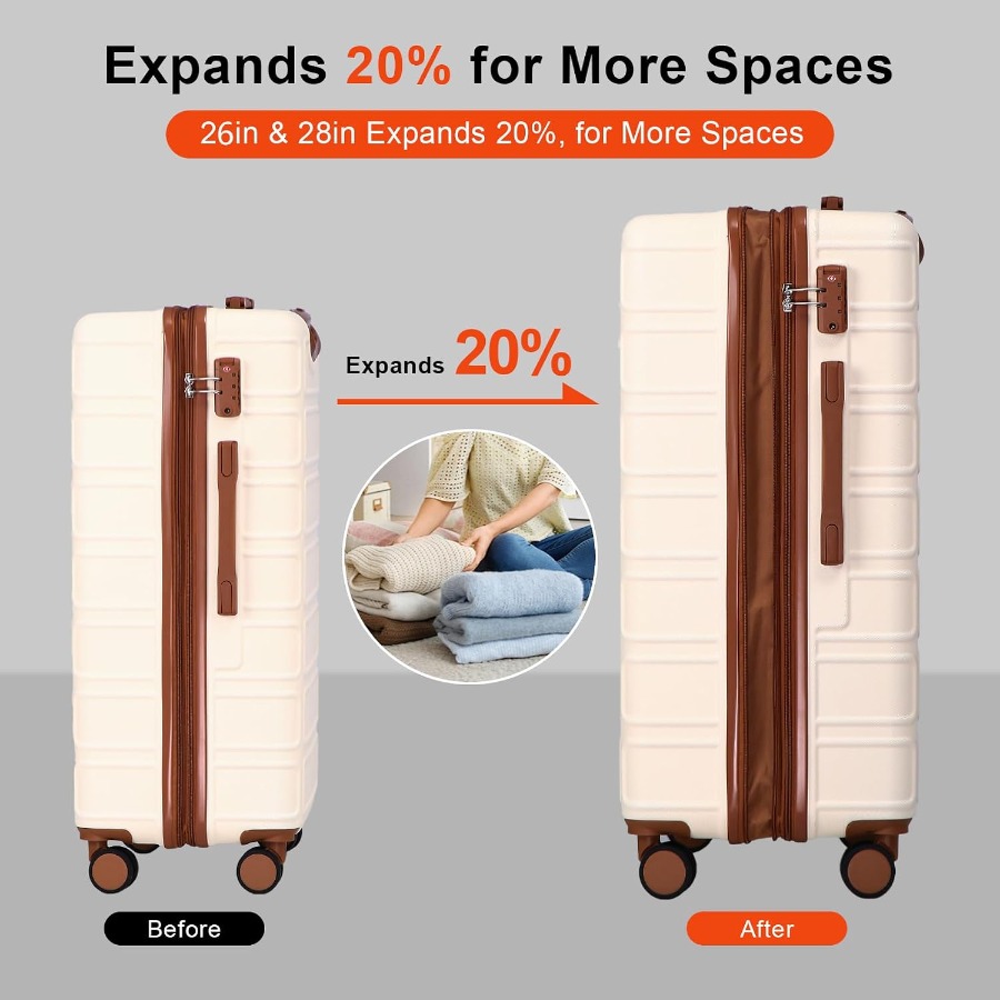 4点セットの拡張可能なABS製旅行用スーツケースセット。TS - Expandable Hard Shell Luggage Set のレビューと価格