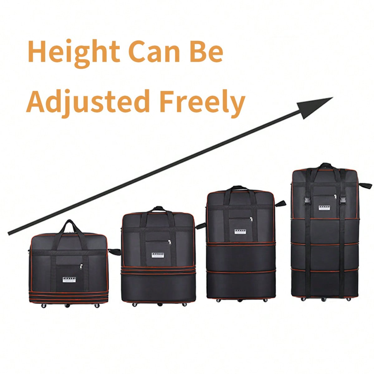 ブラックの折りたたみ式キャスター付き旅行用ダッフルバッグ。拡 - Foldable Rolling Luggage Bag のレビューと価格
