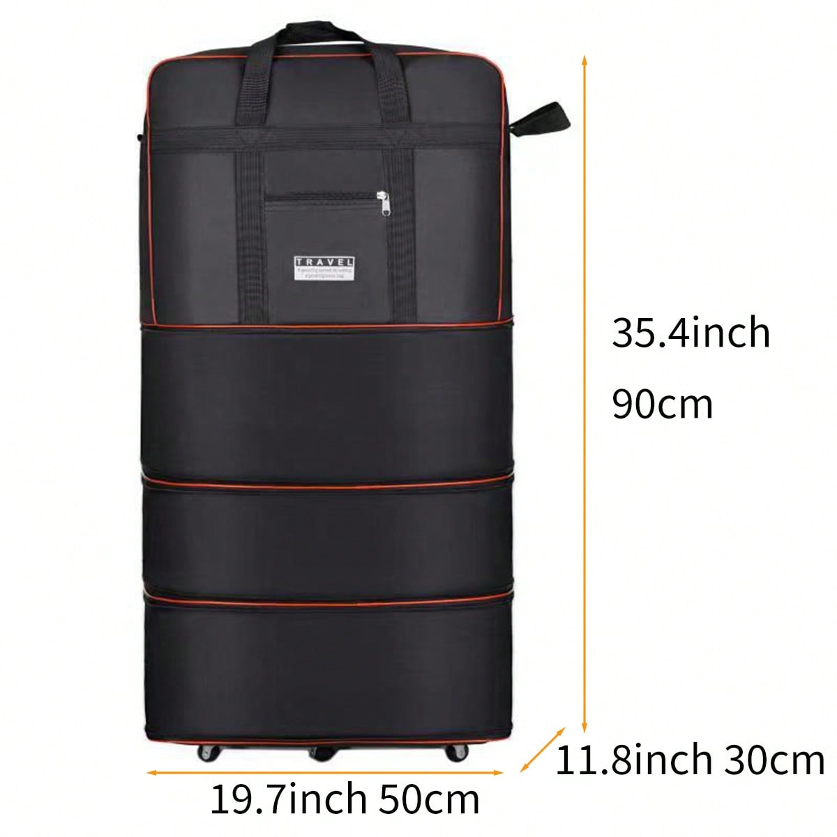 ブラックの折りたたみ式キャスター付き旅行用ダッフルバッグ。拡 - Foldable Rolling Luggage Bag のレビューと価格