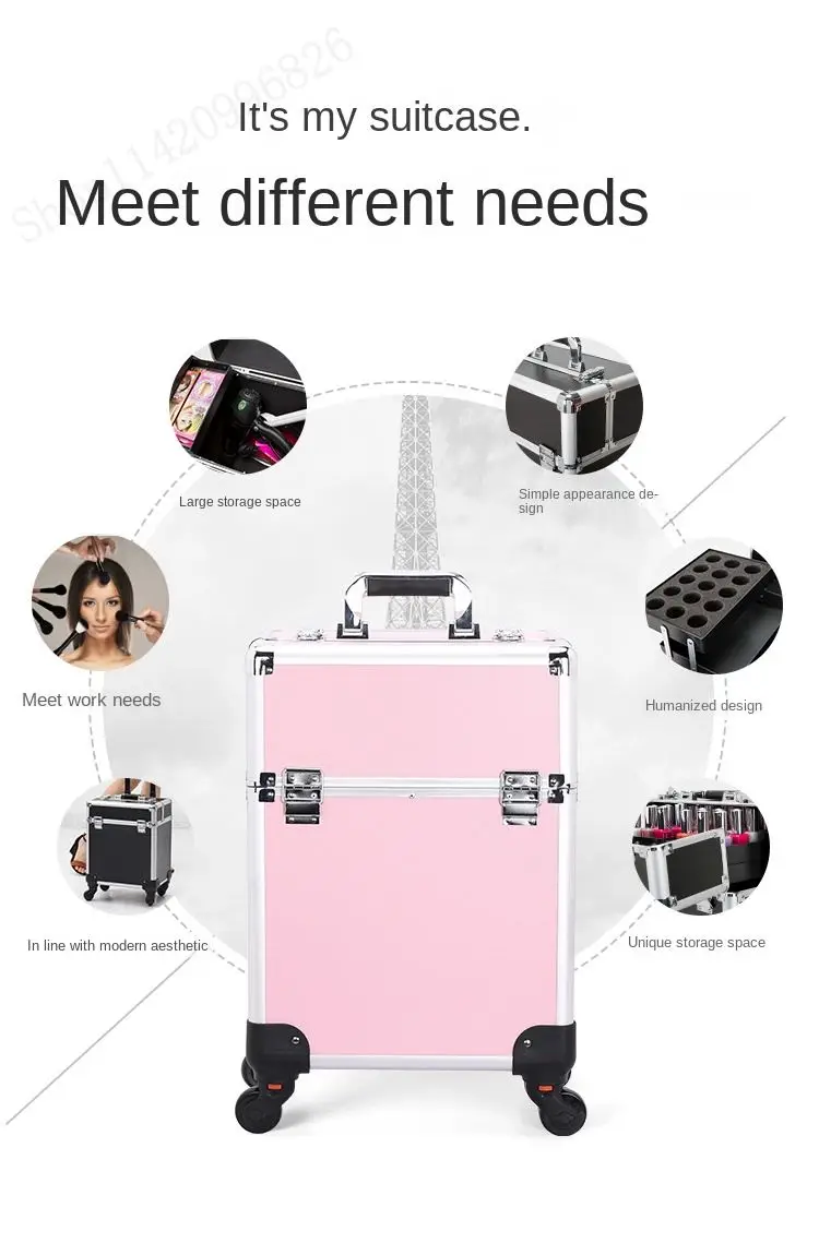 大容量プロ用メイクアップケース トロリーバッグ メイクアップ - Backpacks のレビューと価格