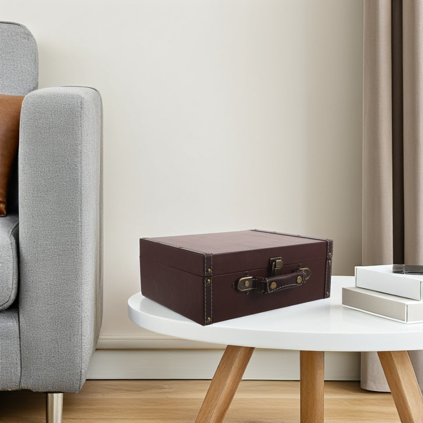 木製レトロ収納ボックス、アンティーク風、持ち運び可能なスーツ - Retro Vintage Trunk Suitcase のレビューと価格
