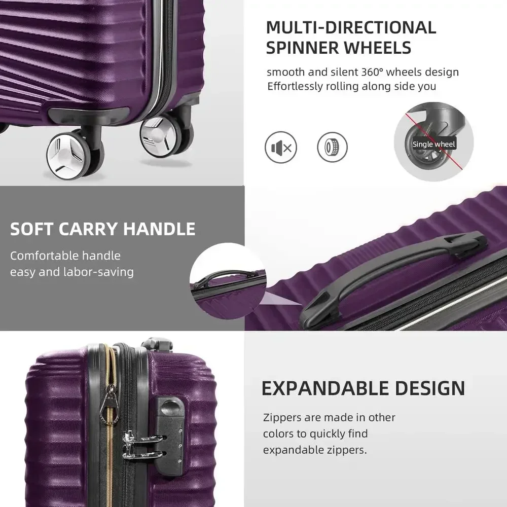 5点セットのハードシェル・拡張式スーツケース。360度回転す - Expandable Hard Shell Luggage Set のレビューと価格