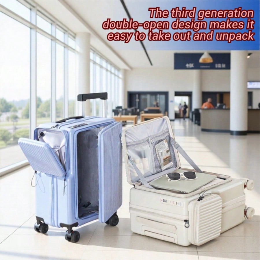 新品の20インチ、側面開閉式のハードシェルキャリーオンスーツ - Spinner Wheel Rolling Suitcase 20 Inch のレビューと価格