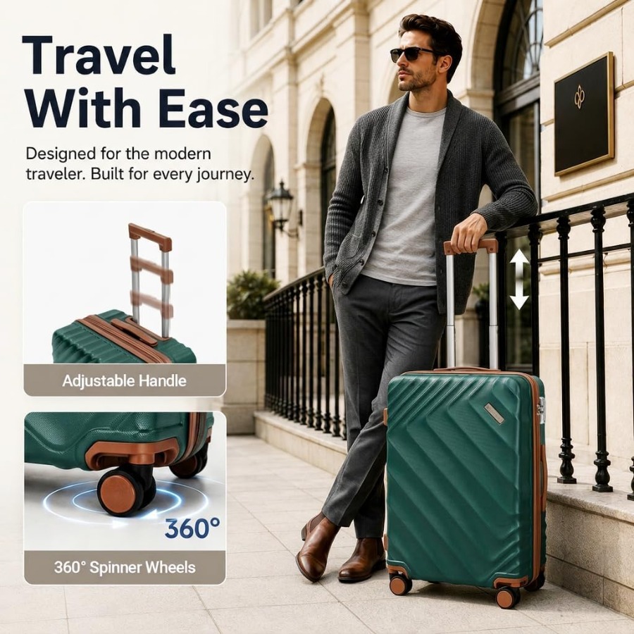 5点セットのハードシェル拡張式スーツケース、航空会社が認める - Expandable Hard Shell Luggage Set のレビューと価格