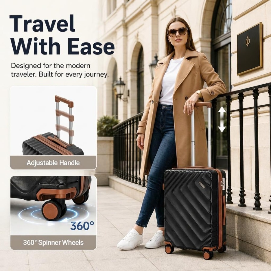 6点セットのハードシェル拡張式スーツケース、航空会社の機内持 - Expandable Hard Shell Luggage Set のレビューと価格