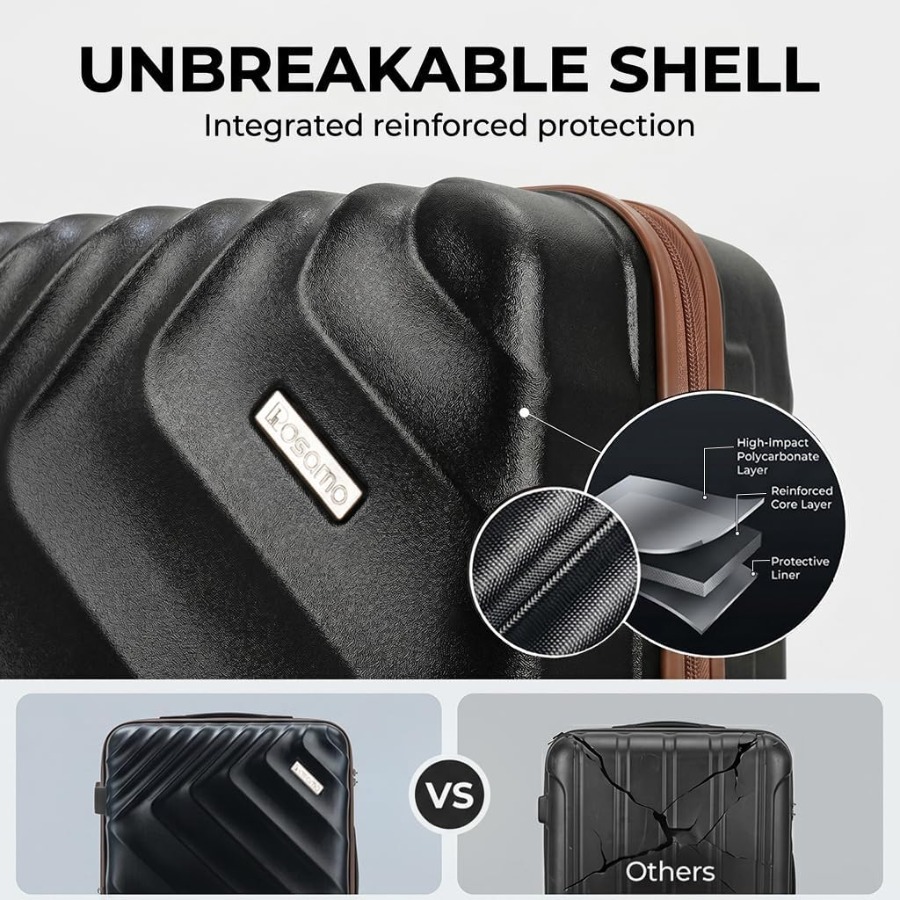 6点セットのハードシェル拡張式スーツケース、航空会社の機内持 - Expandable Hard Shell Luggage Set のレビューと価格