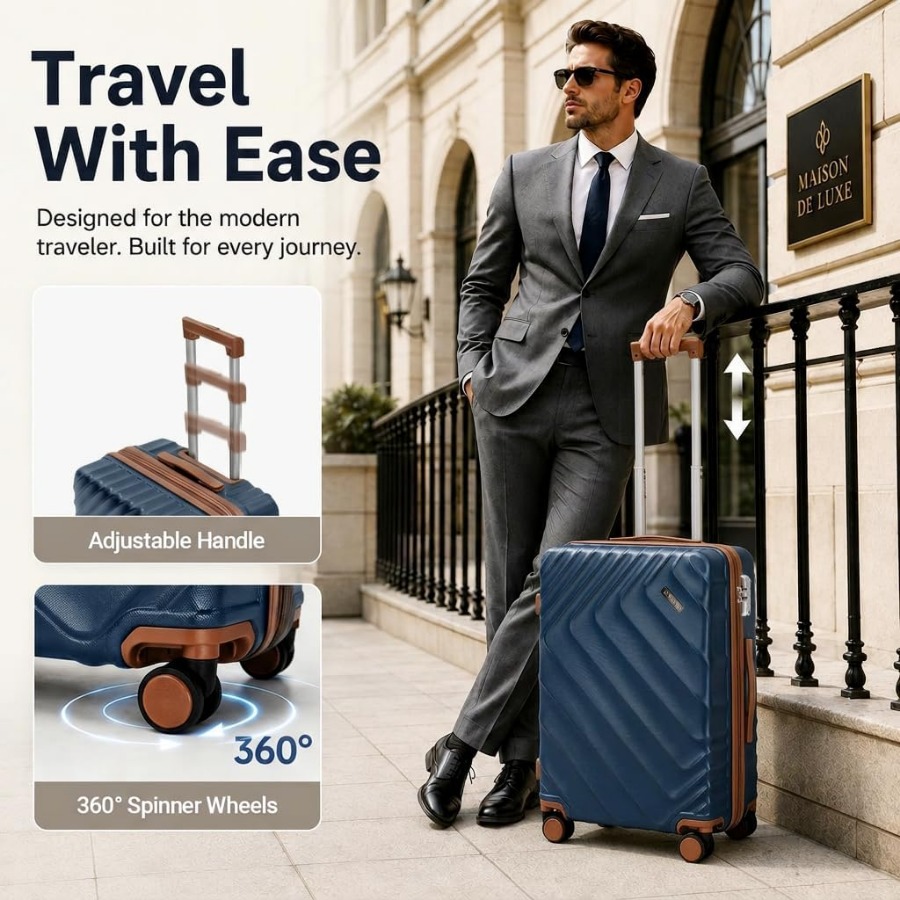 5点セットのハードシェル拡張式スーツケース、航空会社が認める - Expandable Hard Shell Luggage Set のレビューと価格